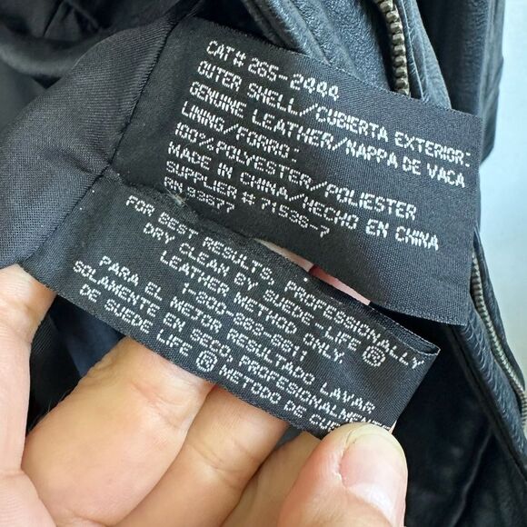 Jacqueline Ferrar 90's Vintage Black Leather Jacket Mid Length Waist Tie Size M - Picture 10 of 11